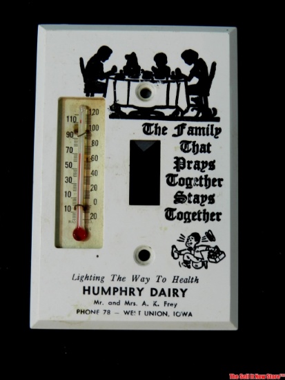 Humphery Dairy Iowa Switch Plate Advertising Thermometer