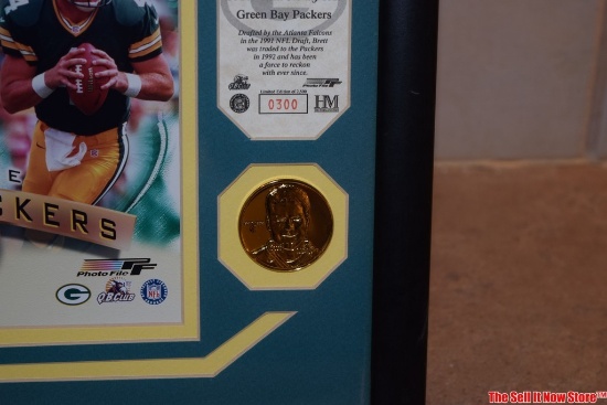 Commemorative Brett Farve Photo and Coin Framed