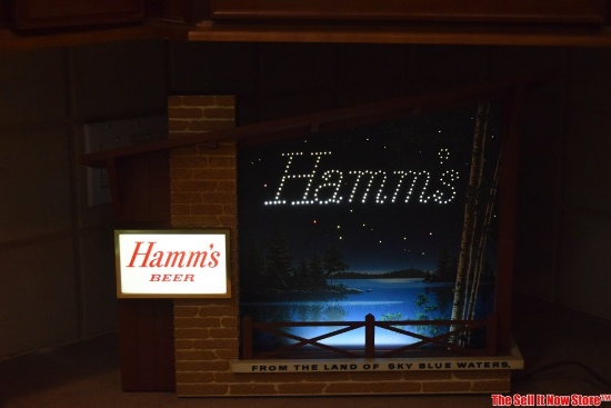 Hamms Beer Starry Night Lighted Beer Sign, no cracks, works well