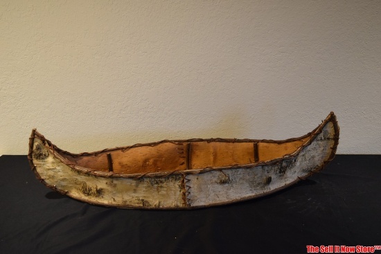 Vintage Handmade Decorative Birch Canoe