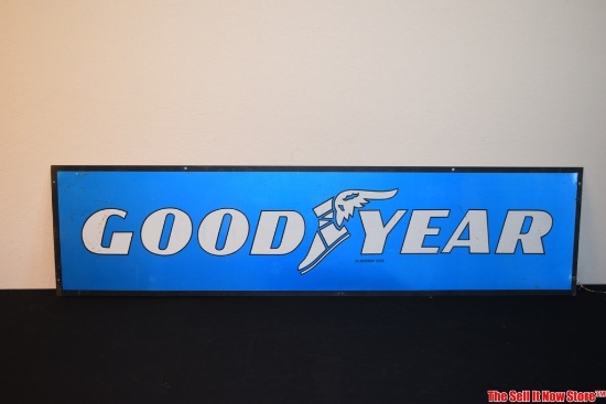 Painted Tin Vintage GoodYear Sign Independent Dealer 48" x 12"