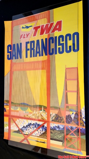 Vintage TWA San Francisco David Klein Lithographs Travel Poster 39"x25"
