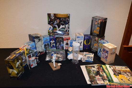 Various Sports Bobbleheads, Brewers and Packers and Other Memorabilia