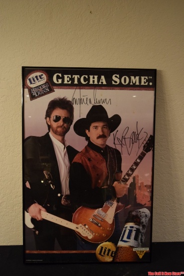 Vintage Getcha Some Miller Lite Beer, Brooks & Dunn Poster