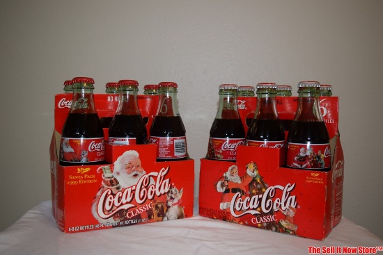 Special Edition 1998 Vintage Coca-Cola Bottles 1999 Vintage 6-Pack Santa Edition