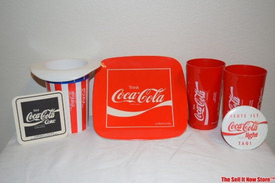 Vintage Trink Coca-Cola American Flag Hat Cup Coaster Koffeinhaltige Schutzmarken German Heute Ist
