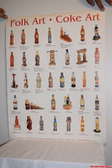 Vintage Folk Art Coke Art Around The World 1997 Multi-Language Coca-Cola Poster
