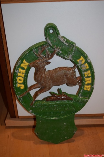 John Deere Tractor Vintage Cast Metal Advertising Sign
