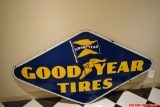 Rare Vintage Goodyear Tires Porcelain Advertising Sign, Six Feet Long, Guaranteed Original