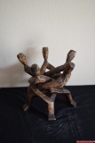 Decorative art wood carved interlocking figures