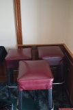 Lot of 3 Square Burgundy Leather Bar Stools circa 1950s