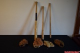 Vintage Baseball Bats and Gloves Sports Memorabilia