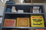 Contents of shelf including nails, etc