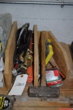 Group of tools and finish nails