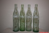 Lot of 4 Vintage 16 oz Green Glass Coca-Cola Bottles From Midwest