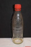 1996 Vintage Clear Embossed Glass German Coca-Cola Track Athlete Bottle
