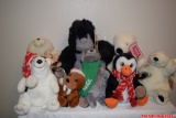 Lot of 9 Vintage Plush Edition Coca-Cola Beanies Polar Bear Seal Penguin Reindeer Walrus