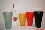Lot of Vintage Coca-Cola Plastic Cups & Polar Bear Family Coke Christmas Water Bottle