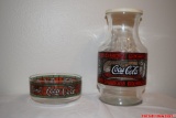 Vintage Coca-Cola Lot Stained Glass Bowl God-Fathers Pizza Pitcher With Lid