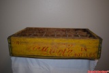 1950's 1960's Vintage Coca-Cola Soda Wood Crate Yellow With Red Lettering Coke