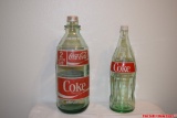 Lot of Vintage Coca-Cola Items Glass Bottles With Caps 67.6 oz & 1 Quart