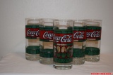 Vintage Coca-Cola Glass Tumblers German Stained Glass Koffeinhaltige Limonade Ribbed Glass