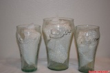 Lot of Vintage Coca-Cola Tumblers Green Tinted Embossed Textured Glass
