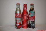 Coca-Cola Glass Bottles Glass Santa X 75th Anniversary Wrapped Las Vegas & Aluminum Collectible