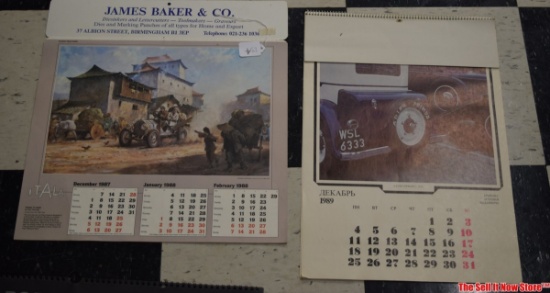 Lot of 4 Calendars: 1988 Diaries of Bristol, 1989 Russian Car, 1998 Motorcycles, 2001 Road & Track
