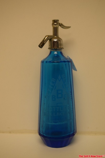 Rare Cobalt Etched Better Beverage Bottlers Fox Lake Wisconsin Seltzer Bottle