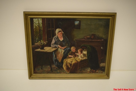 Original oil painting on canvas “Twice Blessed” A . W .  Gill 23in by 30in