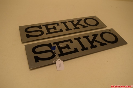 Lot Of 2 Vintage Seiko Watches Advertising Signs 19in By 5in
