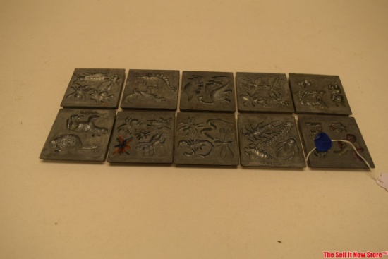 Lot Of 10 1992 Toymax Creepy Crawler Toy Metal Molds ; Insects And Animals
