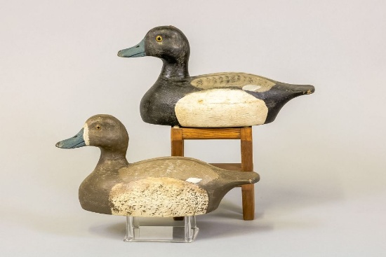 Ron Koch Pair of Bluebill Duck Decoys, Omro, WI,