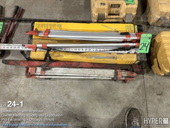Leveling tripods, measuring stick