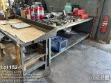 Work table 48 x 96 with assorted tie downs , safety reflectors , fire ext. , spot gun injection kit