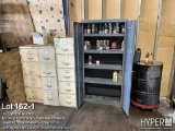 Two- door cabinet , (3) file cabinets