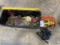 Tub of racheting tie down straps & ground fall harness