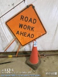 road work sign & cones