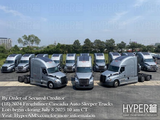 (18) 2024 Freightliner Cascadia Auto Sleeper Trucks – Low Mileage