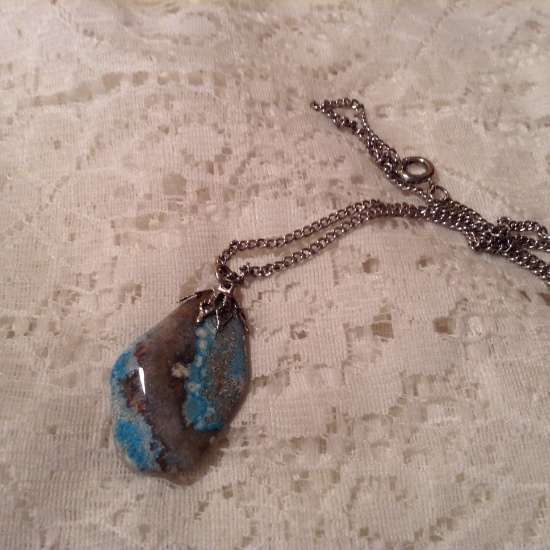 Beautiful Blue Druzy Necklace