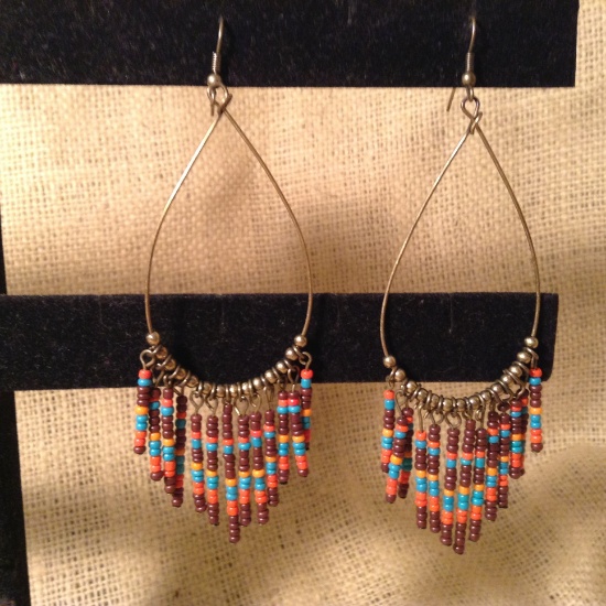 Large Tear Drop Beaded Earrings