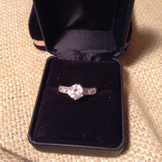 Sterling Silver Solitaire Ring Sz 7