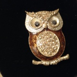 Owl Encrusted w/Tourmaline Pin