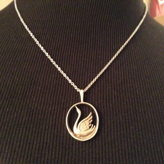 Sterling Silver Swan Necklace