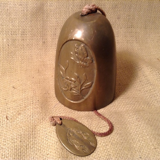 Large Brass Floral Bell