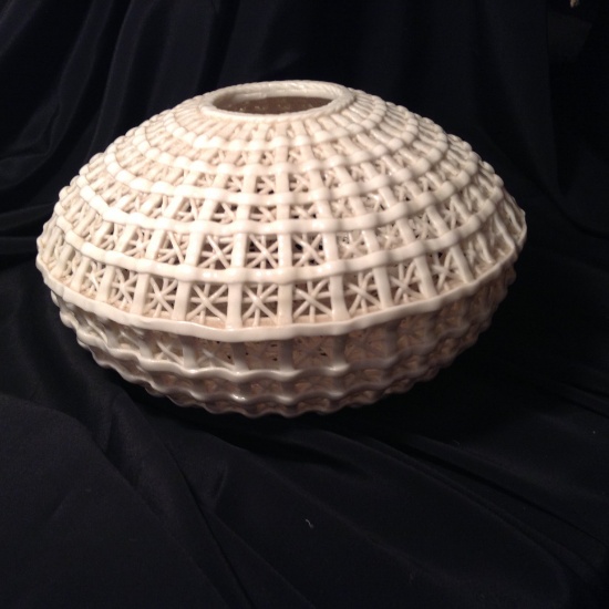 White Porcelain Basketweave Vase