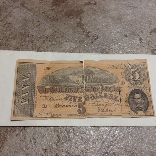 Confederate $5 Bill 1864