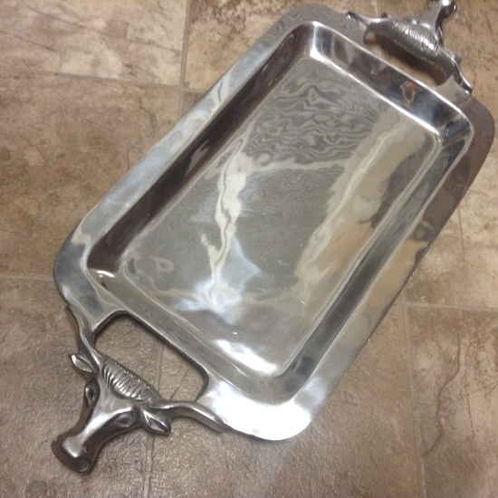 Steer Pewter Serving Tray