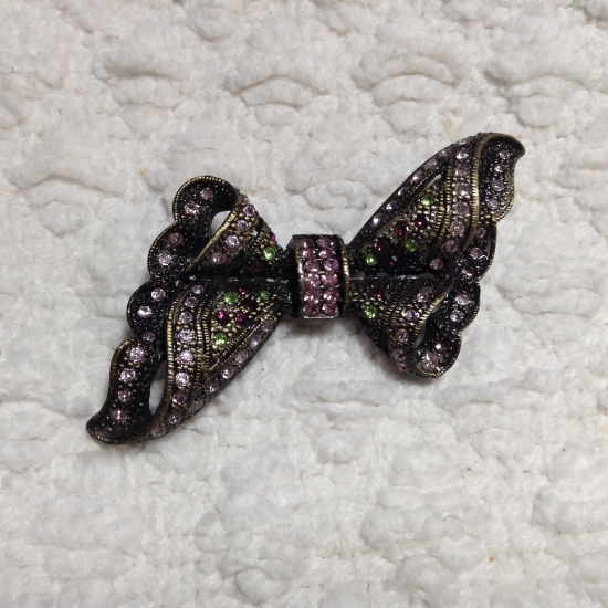 Jeweled Bow Pin